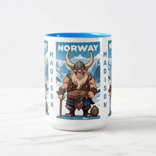 Benutzerdefinierte Text-Norwegische Trolle Zweifarbige Tasse (Mittel)