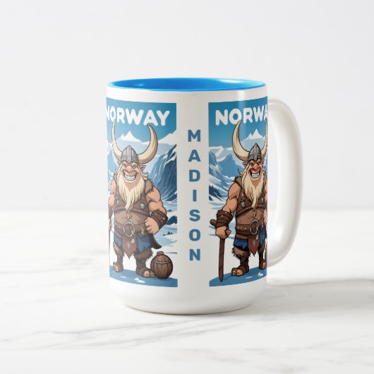 Benutzerdefinierte Text-Norwegische Trolle Zweifarbige Tasse (VorderseiteRechts)