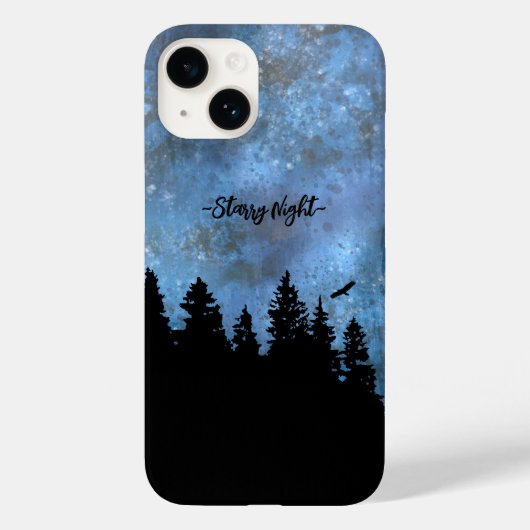 Benutzerdefinierte Text Pine Forest Night Case-Mate iPhone Hülle (Rückseite)