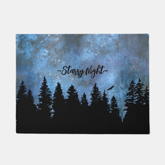 Benutzerdefinierte Text Pine Forest Night Fußmatte (Vorderseite)