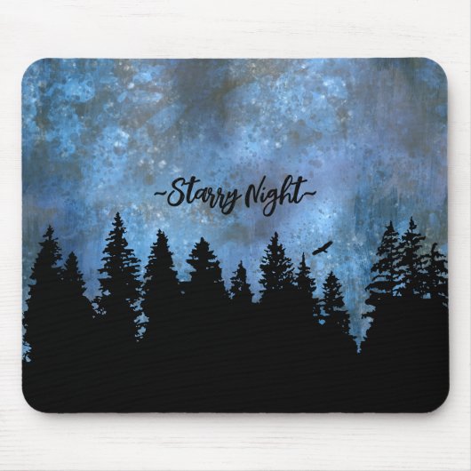 Benutzerdefinierte Text Pine Forest Night Mousepad (Vorne)