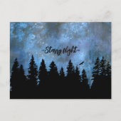 Benutzerdefinierte Text Pine Forest Night Postkarte (Vorderseite)