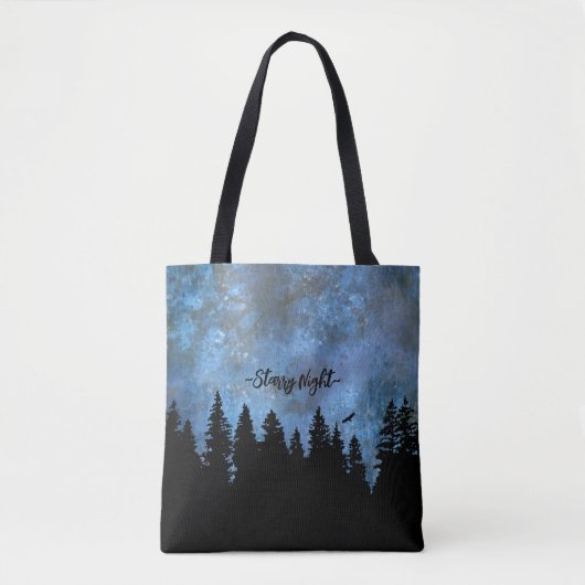 Benutzerdefinierte Text Pine Forest Night Tasche (Vorderseite)