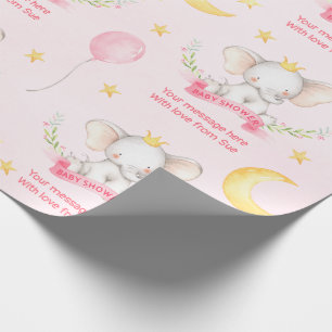 Benutzerdefinierte Text Pink Wasserfarbe Elephant  Geschenkpapier