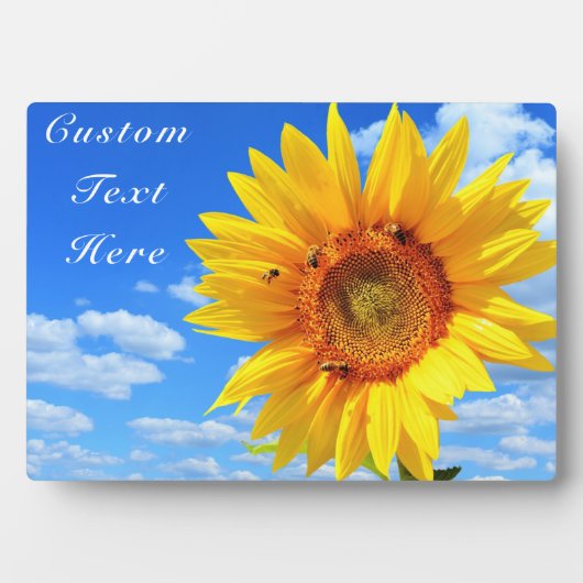 Benutzerdefinierte Text Plaque Sonnenblumen und Bi Fotoplatte (Vorderseite)