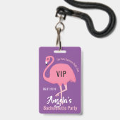 Benutzerdefinierte Text rosa Flamingo-Abzeichen Ausweis (Vorderseite mit Lanyard)