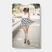 Benutzerdefinierte Text rosa Flamingo-Abzeichen Ausweis (Rückseite)