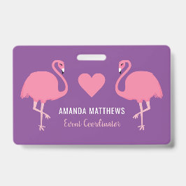 Benutzerdefinierte Text rosa Flamingos-Abzeichen Ausweis