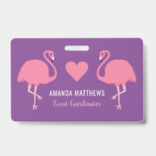 Benutzerdefinierte Text Rosa Flamingos Abzeichen Ausweis