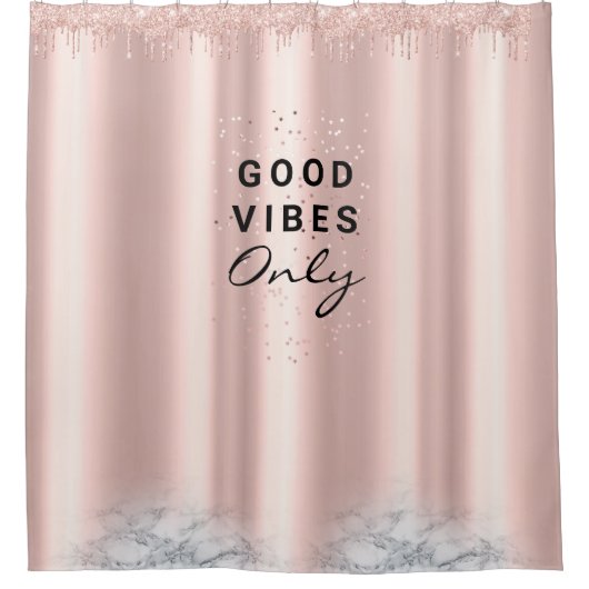 Benutzerdefinierte Text Rosa Glitzer Tropfen Elega Duschvorhang (Vorderseite)