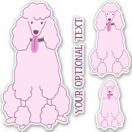 Benutzerdefinierte Text-Rosa-Poodles Aufkleber (Vorderseite)