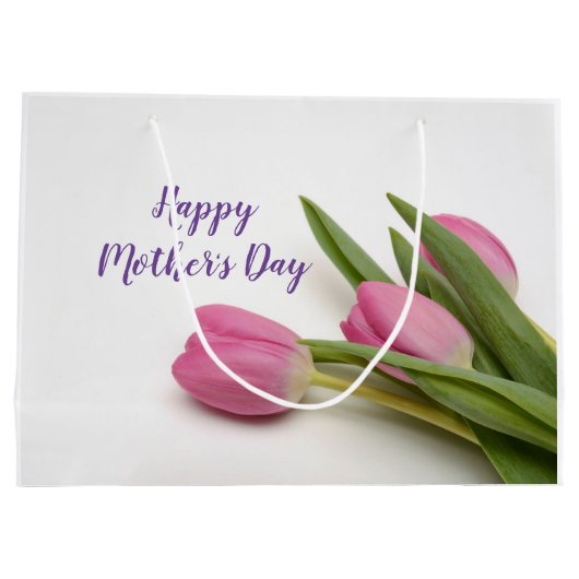 Benutzerdefinierte Text-Rosa-Tulissen Große Geschenktüte (Rückseite)