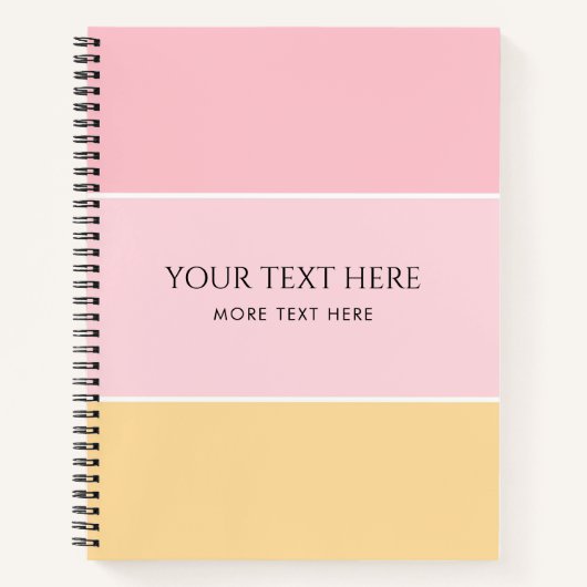 Benutzerdefinierte Text rosa Vanilla Gelb Streifen Notizblock (Vorderseite)