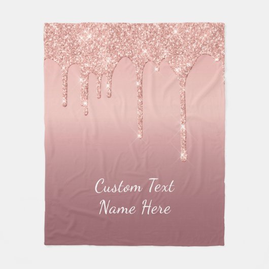 Benutzerdefinierte Text-Rose Gold Blush Glitzer Fl Fleecedecke (Vorderseite)