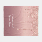 Benutzerdefinierte Text-Rose Gold Blush Glitzer Fl Fleecedecke (Vorderseite (Horizontal))