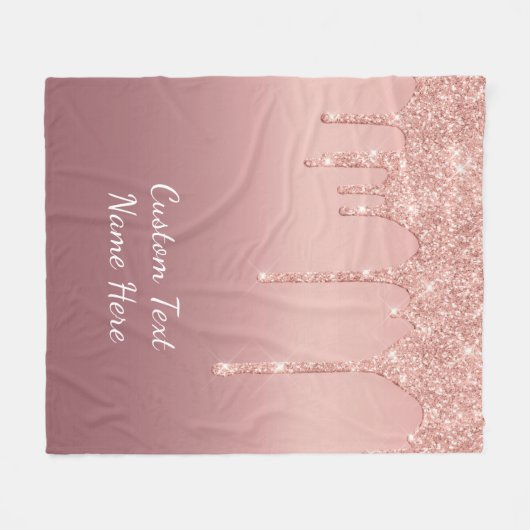 Benutzerdefinierte Text-Rose Gold Blush Glitzer Fl Fleecedecke (Vorderseite (Horizontal))