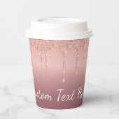 Benutzerdefinierte Text-Rose Gold-Blush-Glitzer-Pa Pappbecher (Links)