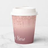 Benutzerdefinierte Text-Rose Gold-Blush-Glitzer-Pa Pappbecher (Rückseite)