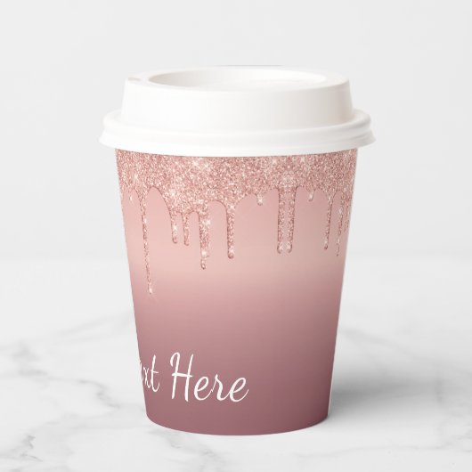 Benutzerdefinierte Text-Rose Gold-Blush-Glitzer-Pa Pappbecher (Rückseite)