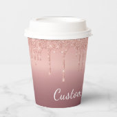 Benutzerdefinierte Text-Rose Gold-Blush-Glitzer-Pa Pappbecher (Vorderseite)