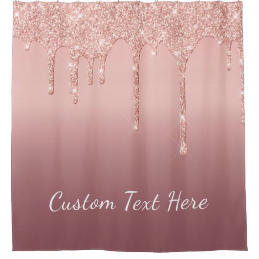 Benutzerdefinierte Text-Rose Gold Blush Glitzer Sp Duschvorhang (Vorderseite)