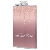 Benutzerdefinierte Text-Rose Gold Blush Glitzer Sp Flachmann (Links)