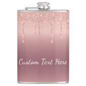 Benutzerdefinierte Text-Rose Gold Blush Glitzer Sp Flachmann (Vorderseite)