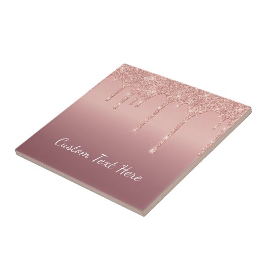 Benutzerdefinierte Text-Rose Gold Blush Glitzer Sp Fliese (Seite)