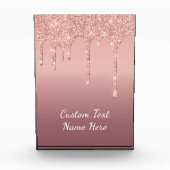 Benutzerdefinierte Text-Rose Gold Blush Glitzer Sp Fotoblock (Vorderseite)