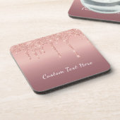 Benutzerdefinierte Text-Rose Gold Blush Glitzer Sp Getränkeuntersetzer (Linke Seite)