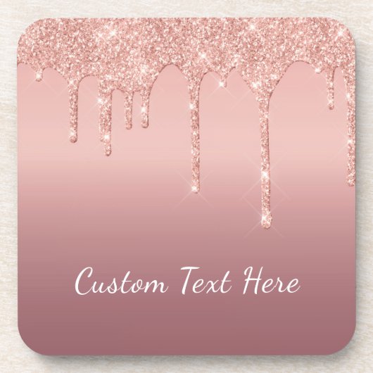 Benutzerdefinierte Text-Rose Gold Blush Glitzer Sp Getränkeuntersetzer (Vorderseite)