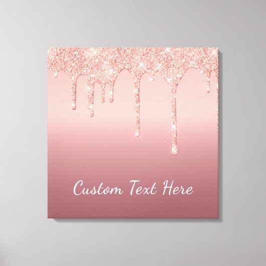 Benutzerdefinierte Text-Rose Gold Blush Glitzer Sp Leinwanddruck (Vorderseite)
