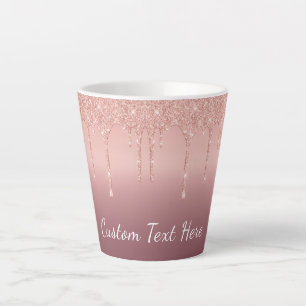 Benutzerdefinierte Text-Rose Gold Blush Glitzer Sp Milchtasse
