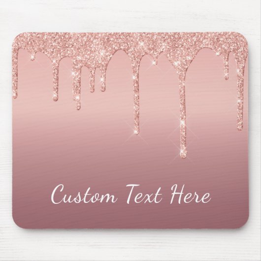 Benutzerdefinierte Text-Rose Gold Blush Glitzer Sp Mousepad (Vorne)