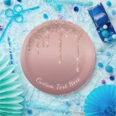 Benutzerdefinierte Text-Rose Gold Blush Glitzer Sp Pappteller (Party)