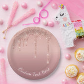 Benutzerdefinierte Text-Rose Gold Blush Glitzer Sp Pappteller (Party)