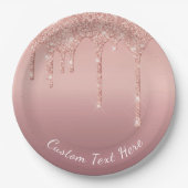 Benutzerdefinierte Text-Rose Gold Blush Glitzer Sp Pappteller (Vorderseite)