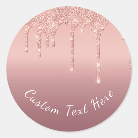 Benutzerdefinierte Text-Rose Gold Blush Glitzer Sp Runder Aufkleber (Vorderseite)