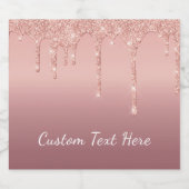 Benutzerdefinierte Text-Rose Gold Blush Glitzer Sp Schaumweinetikett (Einzelnes Label)
