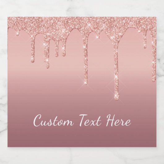 Benutzerdefinierte Text-Rose Gold Blush Glitzer Sp Schaumweinetikett (Einzelnes Label)