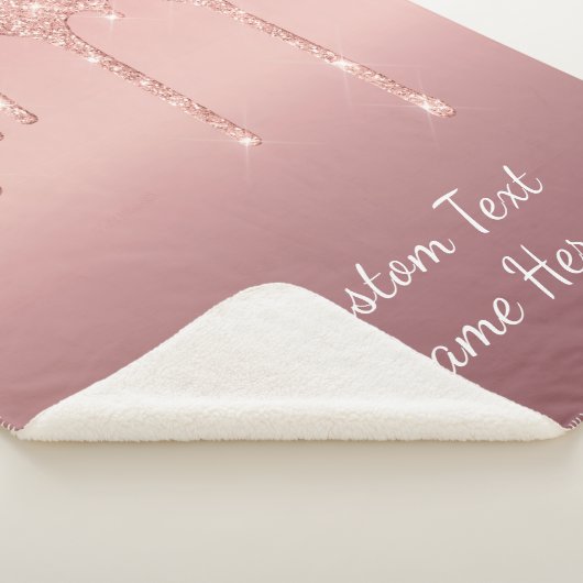 Benutzerdefinierte Text-Rose Gold Blush Glitzer Sp Sherpadecke (3/4)