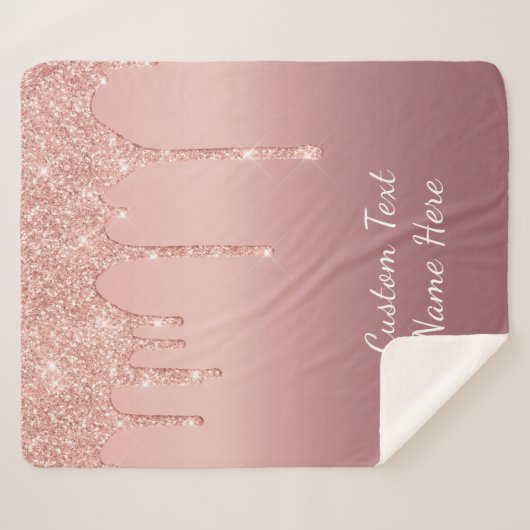 Benutzerdefinierte Text-Rose Gold Blush Glitzer Sp Sherpadecke (Vorderseite (Horizontal))