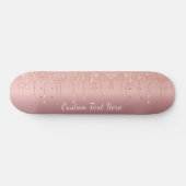Benutzerdefinierte Text-Rose Gold Blush Glitzer Sp Skateboard (Horizontal)