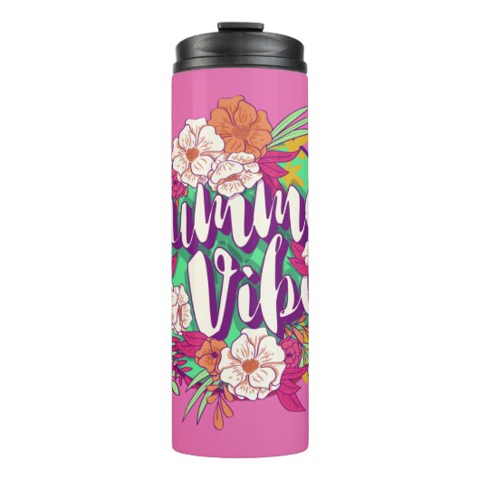 Benutzerdefinierte Text-Summer-Vibes Thermosbecher (Vorderseite)