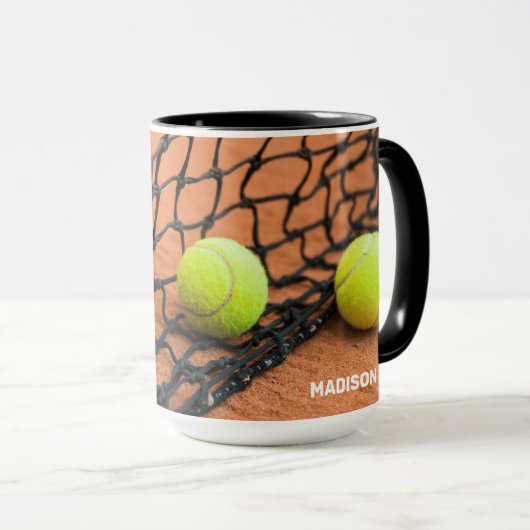 Benutzerdefinierte Text-Tennisbälle Tasse (VorderseiteRechts)