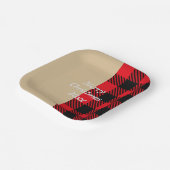 Benutzerdefinierte Text trendy Tartan Muster rot b Pappteller (Gewinkelt)