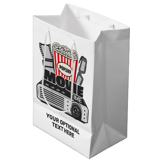 Benutzerdefinierte Text- und Farbfilmzeit Mittlere Geschenktüte (Vorderseite Schrägansicht)