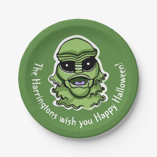 Benutzerdefinierte Text- und FarbHalloween-Kreatur Pappteller (Vorderseite)