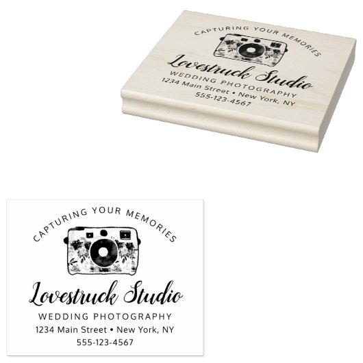 Benutzerdefinierte Text- und Logo-Fotokamera Gummistempel (Stempel)