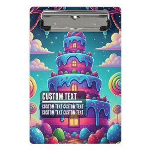 Benutzerdefinierte Text Whimsical Candy Cake Illus Mini Klemmbrett